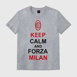 Футболка хлопковая мужская Keep Calm & Forza Milan, цвет: меланж