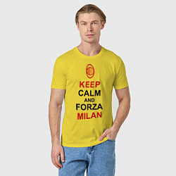 Футболка хлопковая мужская Keep Calm & Forza Milan, цвет: желтый — фото 2