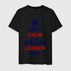 Футболка хлопковая мужская Keep Calm & Chelsea London fan, цвет: черный