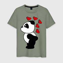 Футболка хлопковая мужская Поцелуй панды: для него, цвет: авокадо