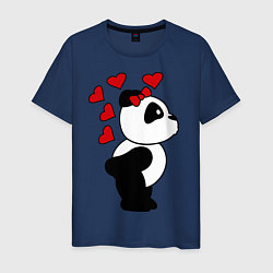 Футболка хлопковая мужская Поцелуй панды: для нее, цвет: тёмно-синий