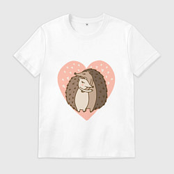Футболка хлопковая мужская Влюбленные ёжики, цвет: белый