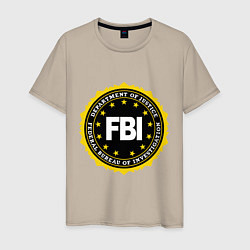 Футболка хлопковая мужская FBI Departament, цвет: миндальный