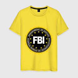 Футболка хлопковая мужская FBI Departament, цвет: желтый