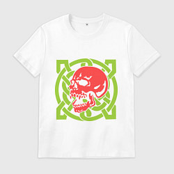 Футболка хлопковая мужская Череп с кельтским узором, цвет: белый
