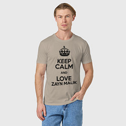 Футболка хлопковая мужская Keep Calm & Love Zayn Malik, цвет: миндальный — фото 2