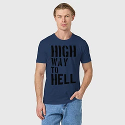 Футболка хлопковая мужская High way to hell, цвет: тёмно-синий — фото 2