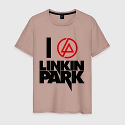 Футболка хлопковая мужская I love Linkin Park, цвет: пыльно-розовый