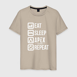 Футболка хлопковая мужская Eat, Sleep, Apex, Repeat, цвет: миндальный