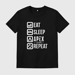 Футболка хлопковая мужская Eat, Sleep, Apex, Repeat, цвет: черный