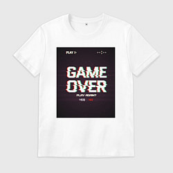 Футболка хлопковая мужская Game Over: Glitch Effect, цвет: белый
