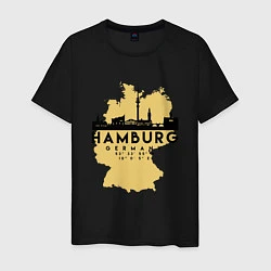 Футболка хлопковая мужская Гамбург - Германия, цвет: черный