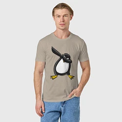 Футболка хлопковая мужская DAB Pinguin, цвет: миндальный — фото 2