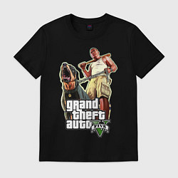 Футболка хлопковая мужская GTA V: Man & Dog Dark, цвет: черный