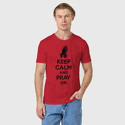 Футболка хлопковая мужская Keep Calm & Pray On, цвет: красный — фото 2
