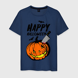 Футболка хлопковая мужская Happy halloween, цвет: тёмно-синий