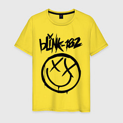 Футболка хлопковая мужская BLINK-182, цвет: желтый