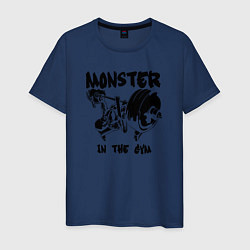Футболка хлопковая мужская Monster in the gym цвета тёмно-синий — фото 1