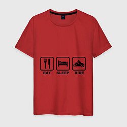 Футболка хлопковая мужская Eat Sleep Ride, цвет: красный