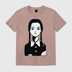 Футболка хлопковая мужская Wednesday Addams, цвет: пыльно-розовый