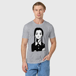 Футболка хлопковая мужская Wednesday Addams, цвет: меланж — фото 2