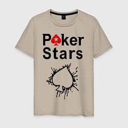 Футболка хлопковая мужская Poker Stars, цвет: миндальный