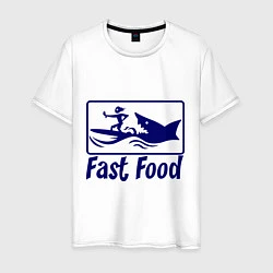 Футболка хлопковая мужская Shark fast food, цвет: белый