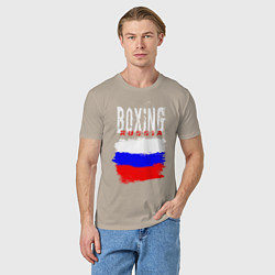 Футболка хлопковая мужская Бокс Россия, цвет: миндальный — фото 2