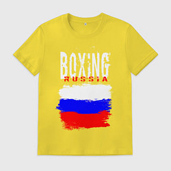 Футболка хлопковая мужская Бокс Россия, цвет: желтый