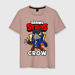 Футболка хлопковая мужская BRAWL STARS CROW, цвет: пыльно-розовый