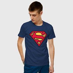 Футболка хлопковая мужская Superman logo цвета тёмно-синий — фото 2