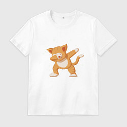 Футболка хлопковая мужская Cat Dabbing, цвет: белый