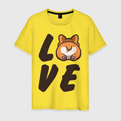 Футболка хлопковая мужская Love Corgi, цвет: желтый