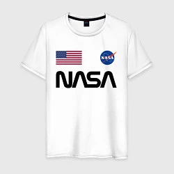 Футболка хлопковая мужская NASA НАСА, цвет: белый