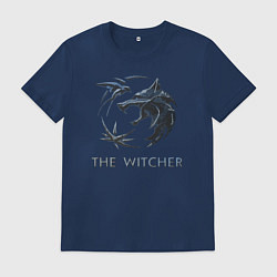 Футболка хлопковая мужская Ведьмак Белый волк Геральт, цвет: тёмно-синий