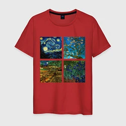 Футболка хлопковая мужская Ван Гог картины, цвет: красный