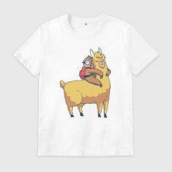Футболка хлопковая мужская Ленивец и лама, цвет: белый