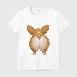 Футболка хлопковая мужская Корги, цвет: белый