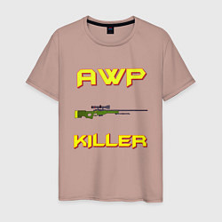 Футболка хлопковая мужская AWP killer 2, цвет: пыльно-розовый