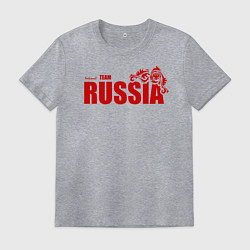Футболка хлопковая мужская Russia, цвет: меланж