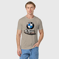 Футболка хлопковая мужская BMW оскал, цвет: миндальный — фото 2