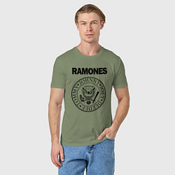 Футболка хлопковая мужская RAMONES, цвет: авокадо — фото 2