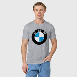 Футболка хлопковая мужская BMW, цвет: меланж — фото 2