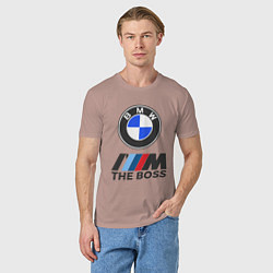 Футболка хлопковая мужская BMW BOSS, цвет: пыльно-розовый — фото 2