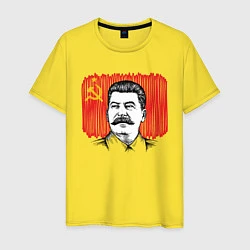 Футболка хлопковая мужская Сталин и флаг СССР, цвет: желтый