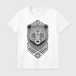 Футболка хлопковая мужская Медведь, цвет: белый