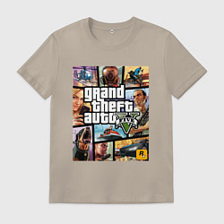 Футболка хлопковая мужская GTA5, цвет: миндальный