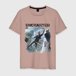 Футболка хлопковая мужская UNCHARTED, цвет: пыльно-розовый