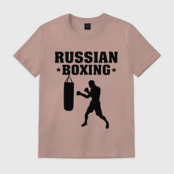 Футболка хлопковая мужская Russian Boxing, цвет: пыльно-розовый