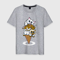 Футболка хлопковая мужская Ice Cream Cats, цвет: меланж